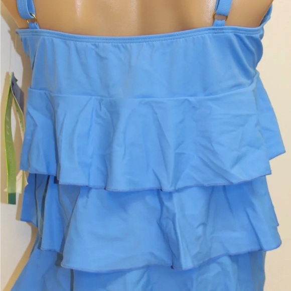 New Fit 4u Swimsuit Bikini Tankini 2 pc set Sz 18W Blue Cream. - Picture 3 of 3